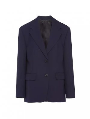 Однобортный шерстяной пиджак , синий Prada