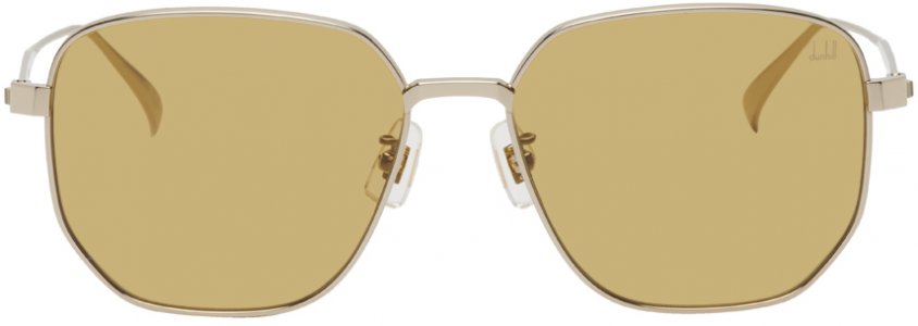 Серебристо-желтые квадратные солнцезащитные очки Dunhill