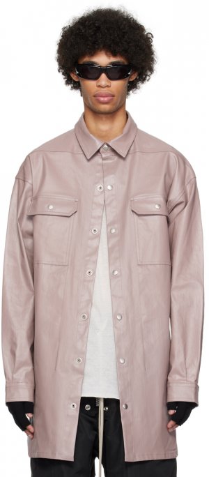 Розовая джинсовая рубашка с приспущенными плечами Rick Owens