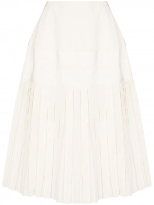 Плиссированная юбка миди с завышенной талией GIA STUDIOS. Цвет: белый