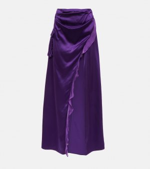 Асимметричная юбка макси из шелкового атласа DIDU, фиолетовый Didu