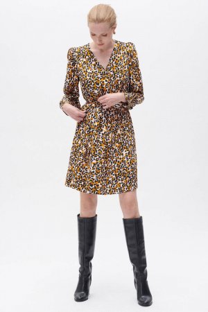 Короткое платье с леопардовым принтом, коричневый Caroll