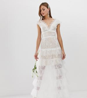 Эксклюзивное ярусное свадебное платье Bronx & Banco-Белый and Banco
