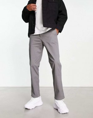Серые прямые брюки чиносы Pull&Bear