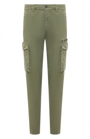 Хлопковые брюки-карго Aspesi. Цвет: зелёный