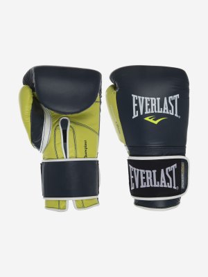 Перчатки боксерские PowerLock Leather, Синий Everlast. Цвет: черный
