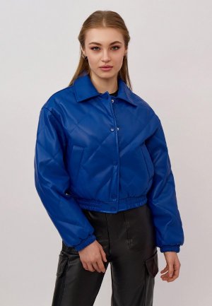 Куртка кожаная утепленная Modis. Цвет: синий