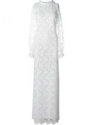 Длинное кружевное платье Giamba. Цвет: белый