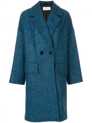 Двубортное пальто со спущенными плечами Christian Wijnants. Цвет: синий