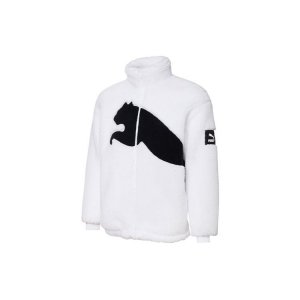 Sherpa Contrast Big Logo Fleece Warm Jacket Men Outerwear White 848418-02 Puma