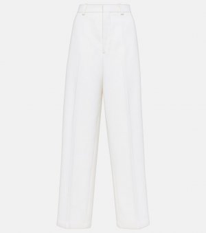 Широкие брюки из смесовой шерсти с высокой посадкой Ami Paris, белый Paris