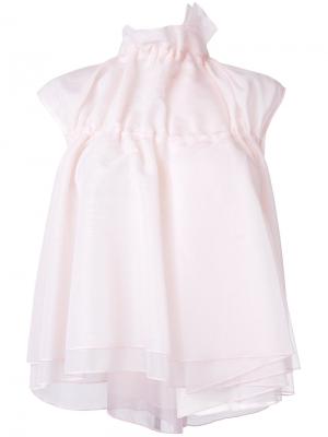 Расклешенная блузка с присборенным воротником Steven Tai. Цвет: розовый и фиолетовый