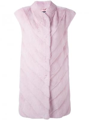 Длинный меховой жилет N.Peal. Цвет: розовый и фиолетовый