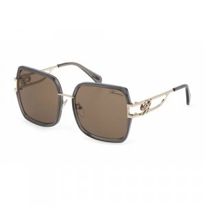 Солнцезащитные очки , прямоугольные, оправа: металл, для женщин, серый Blumarine. Цвет: серый