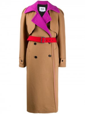Двубортное пальто в стиле колор-блок MSGM. Цвет: нейтральные цвета