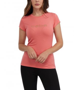 Женская футболка с коротким рукавом логотипом и стразами , оранжевый Bebe
