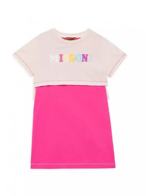 Трикотажное платье с цветными блоками для маленьких девочек и , розовый Missoni