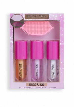 Набор косметики Revolution Kiss & Go Glaze Lip Care Gift Set. Цвет: розовый