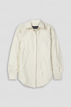 Рубашка Allie из жатого атласного твила , цвет Off-white Brandon Maxwell