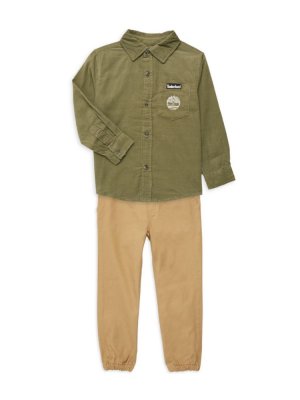 Комплект из двух предметов: рубашка и джоггеры для маленького мальчика , зеленый Timberland