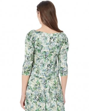 Топ Painted Floral Draped Long Sleeve Square Neck Top, цвет Herb Vince