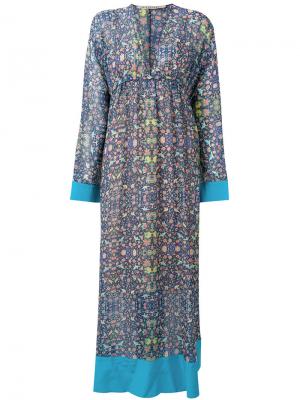 Длинное платье с цветочным узором Miahatami. Цвет: синий