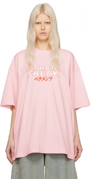 Розовая футболка с надписью «Anime Freak» Vetements