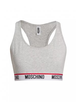 Спортивный бюстгальтер Core с логотипом на подоле , серый Moschino
