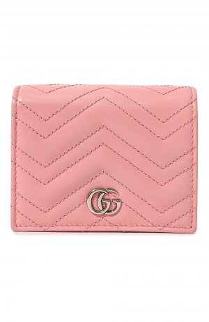 Кожаный футляр для кредитных карт GG Marmont Gucci. Цвет: розовый