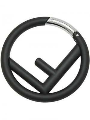 Брелок для ключей с фирменным логотипом Fendi. Цвет: черный