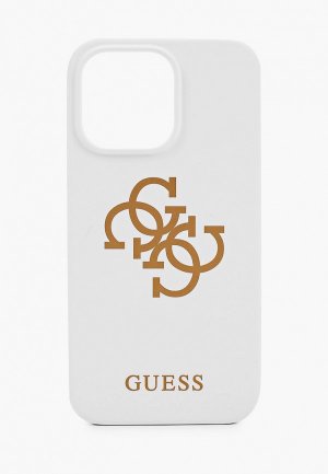 Чехол для iPhone Guess 13 Pro, Liquid silicone 4G Big logo White. Цвет: белый