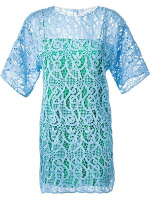 Кружевное платье с вышивкой Vionnet. Цвет: синий