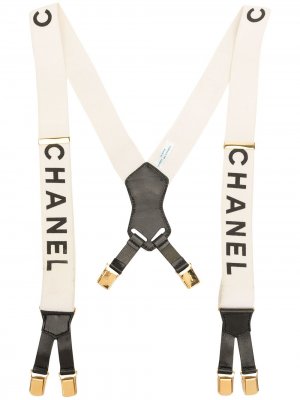 Подтяжки с логотипом Chanel Pre-Owned. Цвет: белый