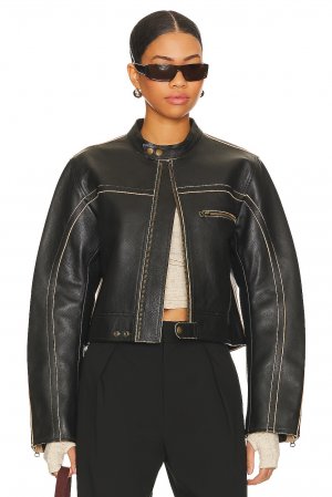 Куртка RE/DONE Racer Leather, цвет Black Leather
