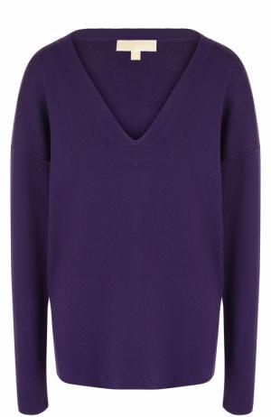 Вязаный пуловер с V-образным вырезом MICHAEL Kors. Цвет: лиловый