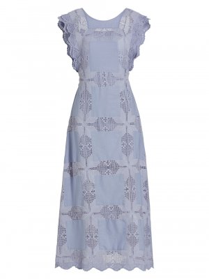 Кружевное платье-миди из льна и хлопка Beryl , синий Magali Pascal