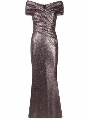 Вечернее платье с эффектом металлик Talbot Runhof. Цвет: коричневый