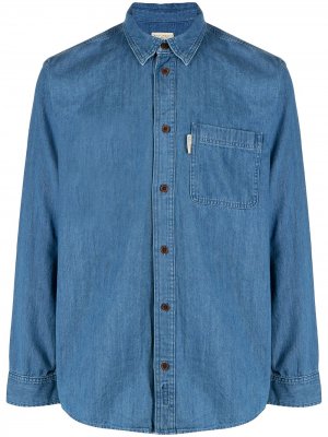 Джинсовая рубашка с нагрудным карманом Nudie Jeans. Цвет: синий